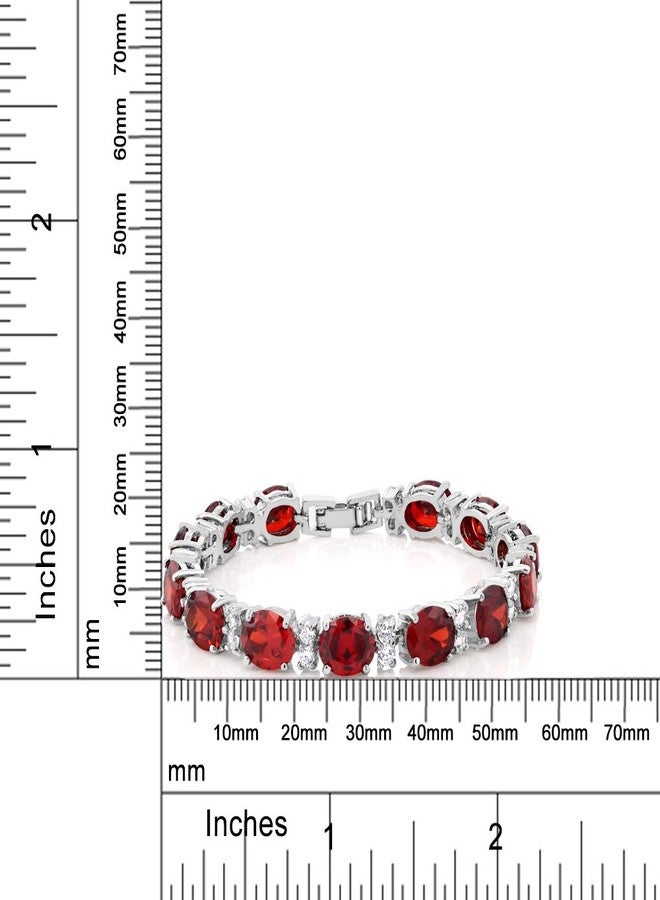 Gem Stone King 40.00 Cttw Red Color Cubic Zirconias CZ Tennis Bracelet For Women | 7 Inch - Image 4